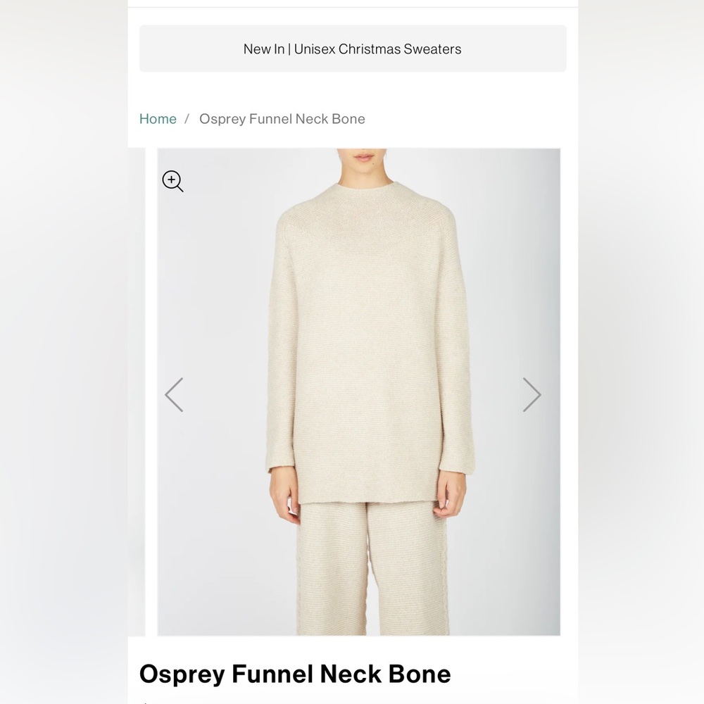 NWT Irelands Eye Osprey Bone funnel neck Sweater